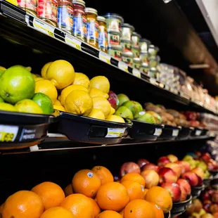 a fruit section in a grocery store