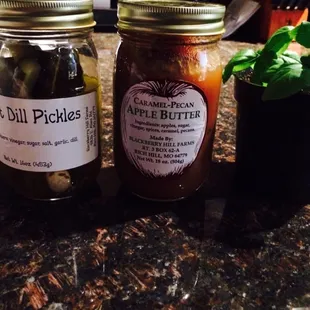 Sweet Dill Pickles, Caramel Pecan Apple Butter, and a Basil Plant