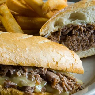 cheese steak with french fries