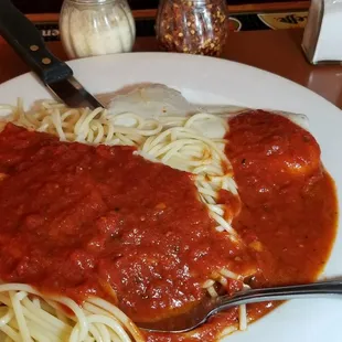 REAL veal Parm with a side of spaghetti for $8.95!