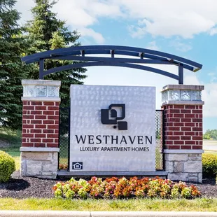 Apartment community entrance sign at Westhaven Luxury Apartments
