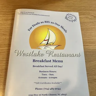 Menu cover