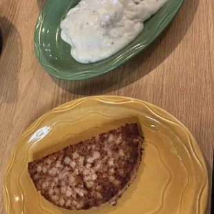 Corn beef hash and biscuits and gravy