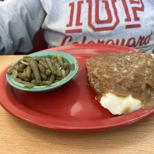 Country Style Steak over Mashed Potatoes
