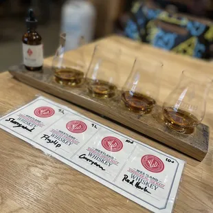 a sample flight of whisky