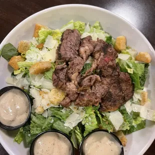 Caesar salad with steak