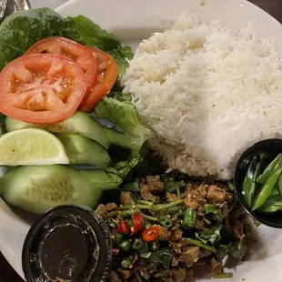 Laab with 8 peppers side of jalapeño and fish sauce