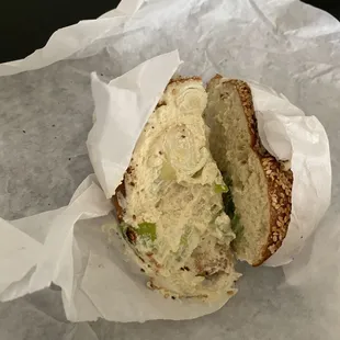 Everything bagel with vegan chive cream cheese