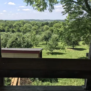 a view of a farm from a window