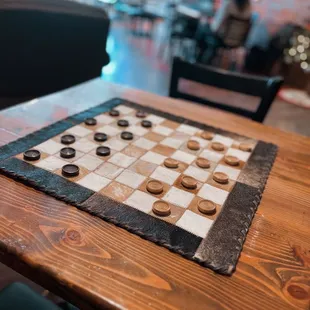 Checkerboard in the coffee shop