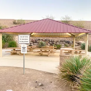 Covered picnic tables and benches