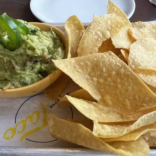 Guac! We opted for the &quot;spicy&quot; version which was very good. Nice chips too!