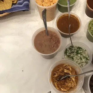 Salsa &amp; Chips. Beans and rice