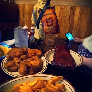 two plates of food on a table