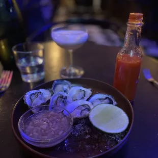 Oysters- served with lime and mignonette- delight!