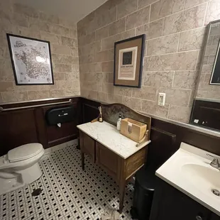 Attractive restrooms with a "French" vibe