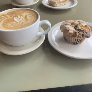 a cup of coffee and a muffin