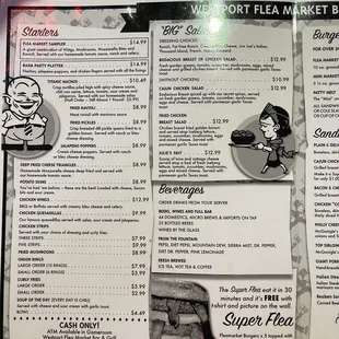 First page of the menu