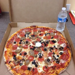 The Works ( minus the green peppers and with black olives)