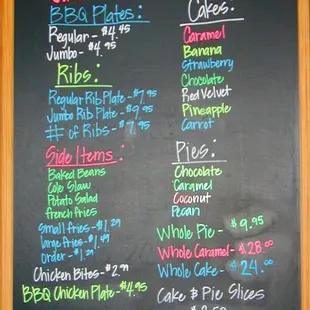 Westside Bar-B-Que chalkboard menu (July 2008)