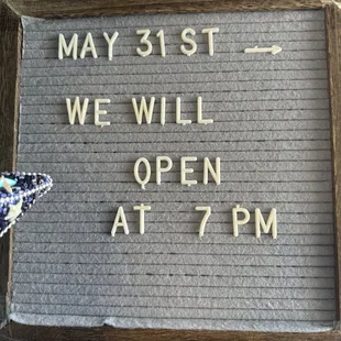 We are opening late on Friday @ 7pm on May 31st! 
We have a family event!