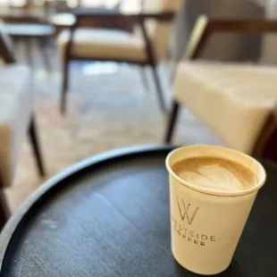 a cup of coffee on a table