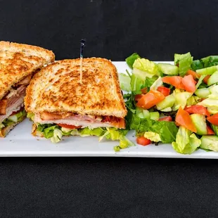 Turkey Club with side Garden Salad