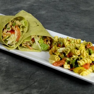 Chicken Caesar Wrap with Pasta Salad
