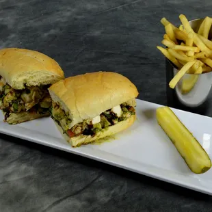 Chicken Caprese Sandwich with Fries