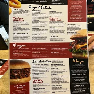 a menu for a burger