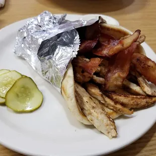 Chicken Hoagie Sub on pita, subbed out lettuce, tomato, and mayo