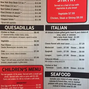 the menu