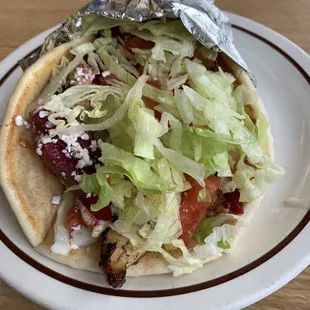 Greek Pita (you can&apos;t see the chicken, but this was packed!)  I added it.