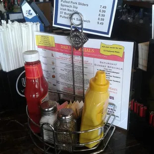 menu and condiments