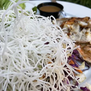 a plate of asian food