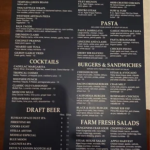 Menu as of May 2022