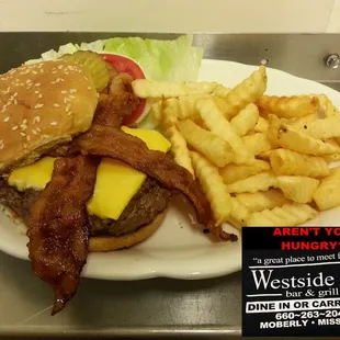 The classic bacon-cheese burger &amp; fries