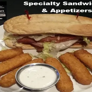 Try our specialty sandwiches like the grilled chicken &amp; bacon, and add one of tasty appetizers like mozzarella sticks
