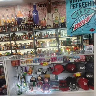 Top shelf liquors and hats