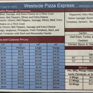 menu