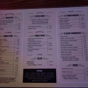 menu
