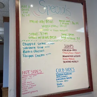 Specials on the board