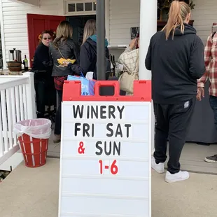 a sign for a wine tasting