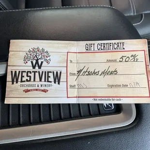 Going to spend my $50 gift certificate I WON from Nitsche's Meats.