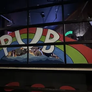 a view of the pub through the window