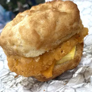 Breakfast Biscuit Sandwich with Cheddar