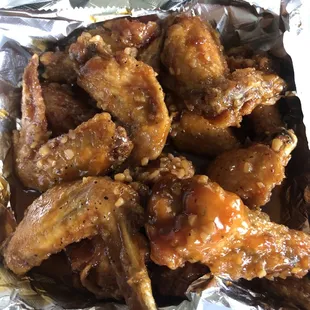 Spicy garlic glazed wings...... SOOO GOOD