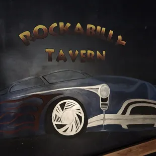 a car painted on the wall