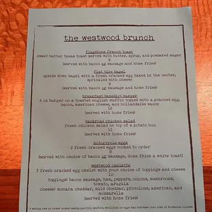 Brunch Menu
