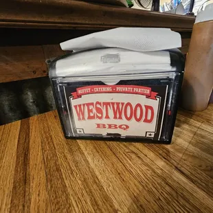 Napkin holder on table